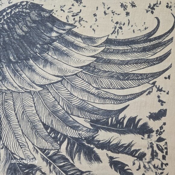 Cotton Scarf Angel Wings Bird Feathers - Picture 2 of 8